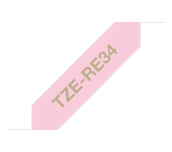 TZe-RE34 - Cassette à ruban tissu Brother originale – Or sur rose, 12 mm de large