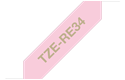Oriģināla Brother TZe-RE34 auduma lentes kasete - zelta drukas rozā, 12mm plata