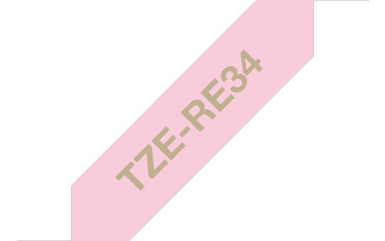 Oriģināla Brother TZe-RE34 auduma lentes kasete - zelta drukas rozā, 12mm plata 3