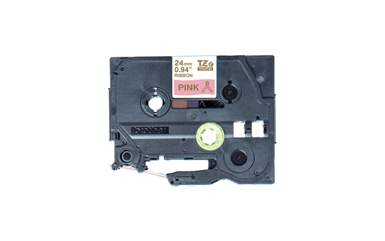 Oriģināla Brother TZe-RE54 auduma lentes kasete – zelta drukas rozā, 24mm plata 2