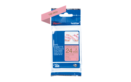Genuine Brother TZe-RE54 Ribbon Tape Cassette – Gold on Pink, 24mm wide 3