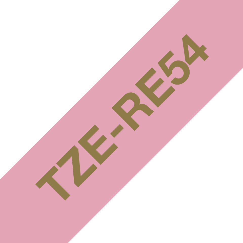 Originali Brother TZe-RE54 juostos kasetė – auksinės raidės rausvame fone, 24 mm pločio