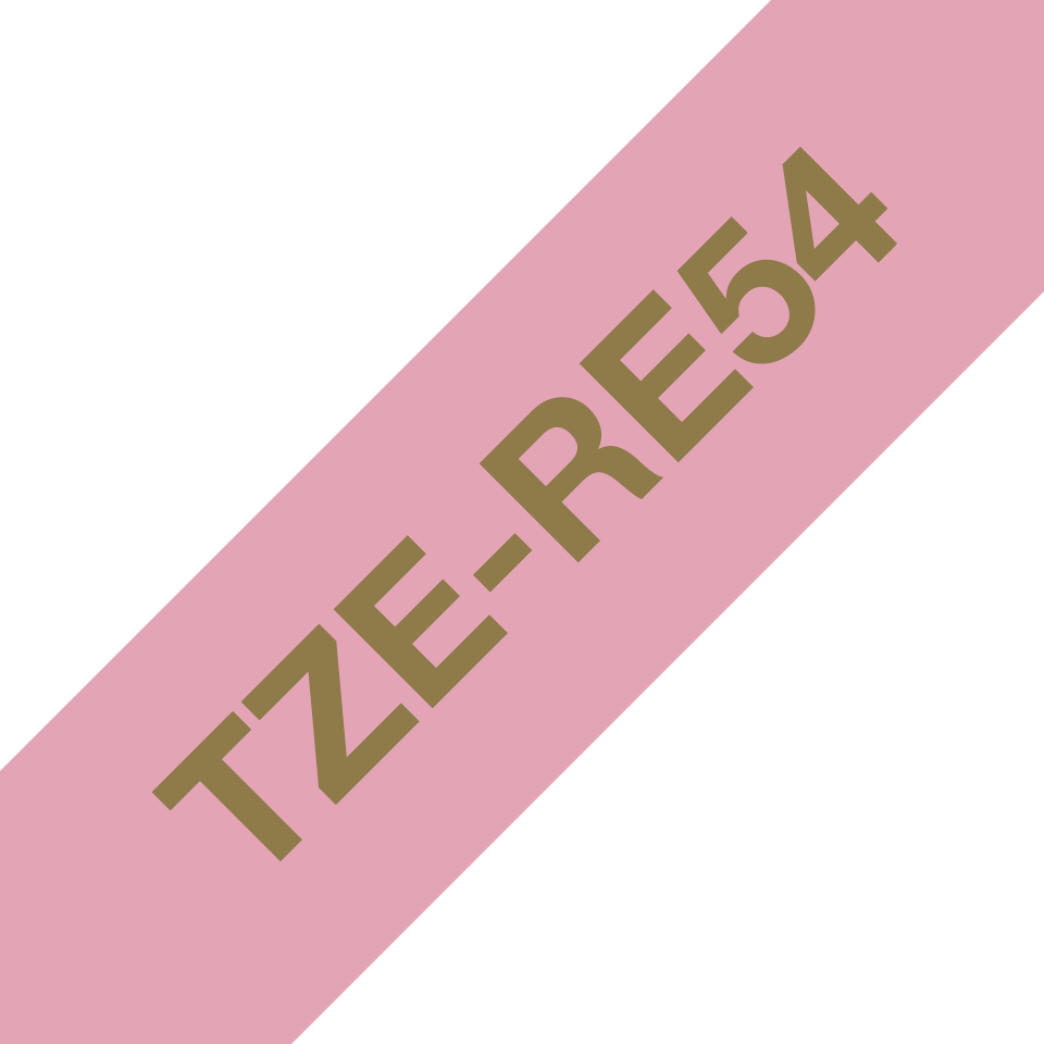 Brother P-touch TZeRE54 gull på rosa 24 mm bredt silkebånd