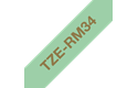 Genuine Brother TZe-RM34 Ribbon Tape Cassette – Gold on Mint Green, 12mm wide