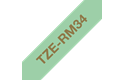 Originalt Brother TZeRM34 silkebånd – gull på mintgrønt, 12 mm bred 5