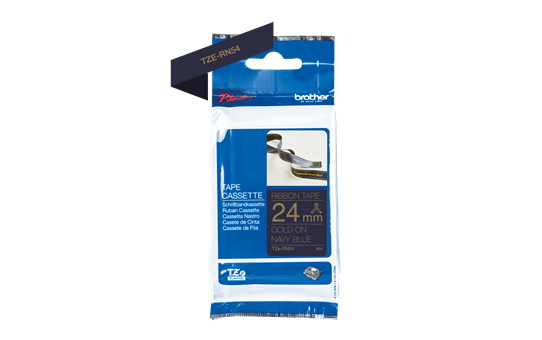 Genuine Brother TZe-RN54 Labelling Tape Ribbon– Gold on Navy Blue, 24mm wide 3