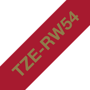 Oryginalna taśma wstążkowa Brother TZe-RW54 – złoty nadruk na tle w kolorze czerwonego wina, 24 mm szerokości