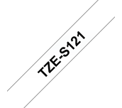 TZe-S121 - Cassette à ruban pour étiqueteuse Brother originale – Noir sur transparent, 9 mm de large