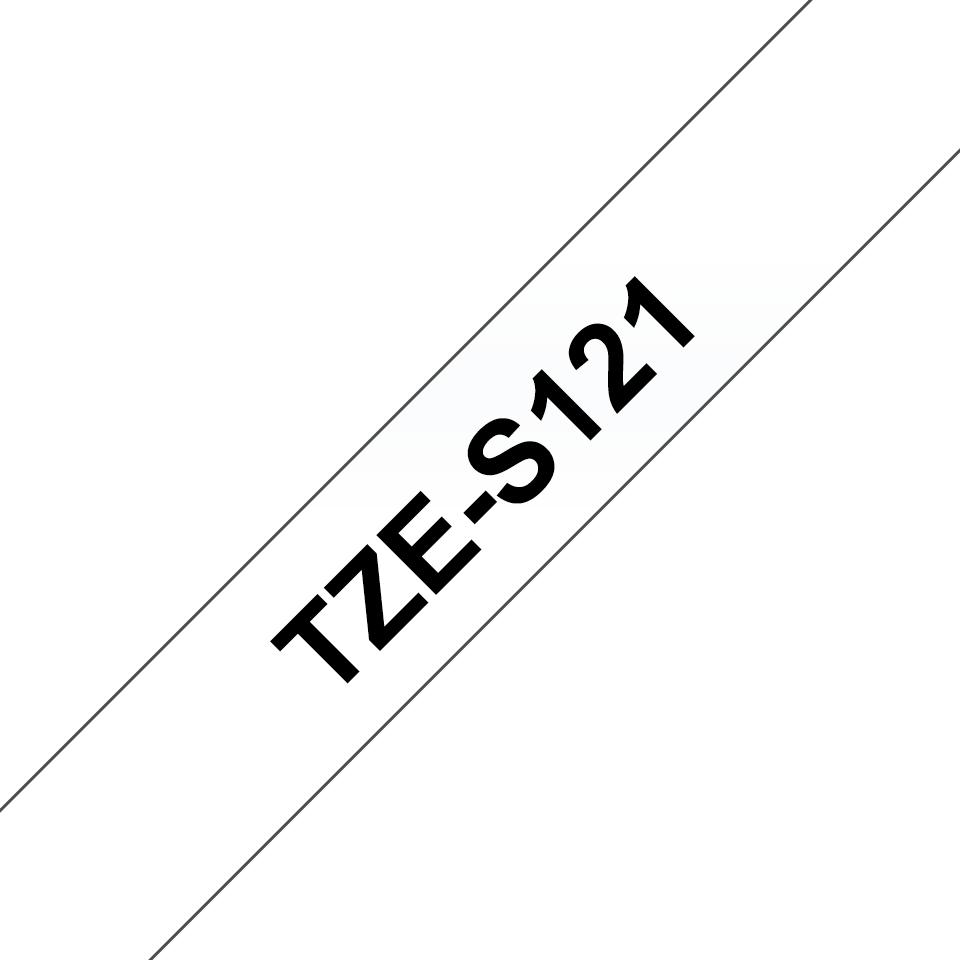 Genuine Brother TZe-S121 Labelling Tape Cassette – Black on Clear, 9mm wide