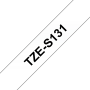 Genuine Brother TZe-S131 Labelling Tape Cassette – Black on Clear, 12mm wide