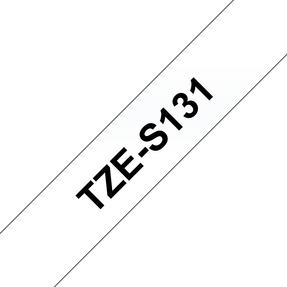 Brother P-touch TZeS131 sort på klar 12 mm bred merketape med ekstra sterkt lim