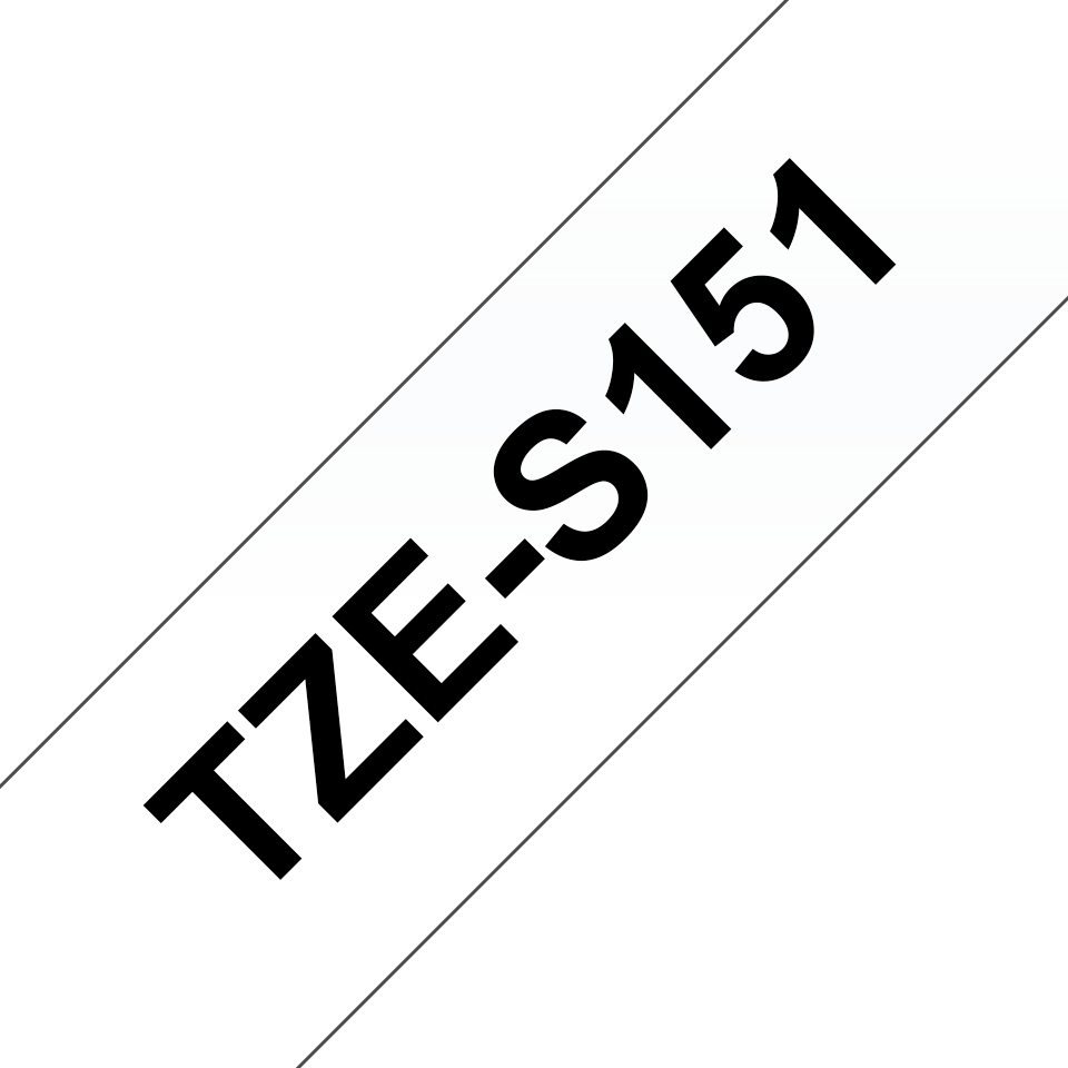 Brother P-touch TZeS151 sort på klar 24 mm bred merketape med ekstra sterkt lim