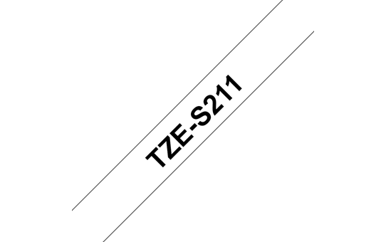 Brother TZeS211: оригинальная кассета с лентой с мощной клейкой поверхностью для печати наклеек черным на белом фоне, ширина: 6 мм.