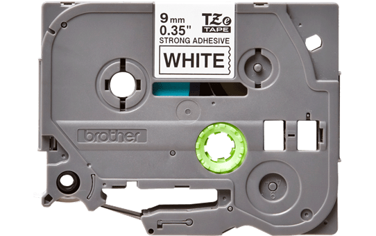 Brother TZeS221: оригинальная кассета с лентой с мощной клейкой поверхностью для печати наклеек черным на белом фоне, ширина: 9 мм.