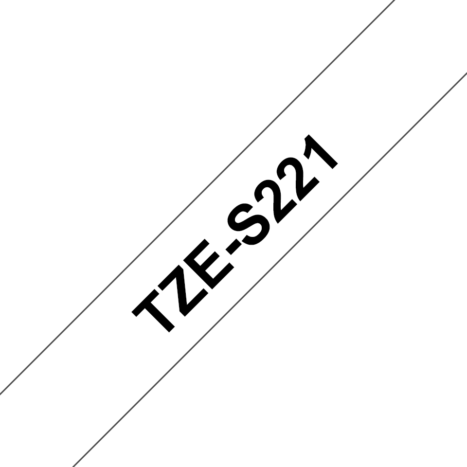 Genuine Brother TZe-S221 Labelling Tape Cassette – Black on White, 9mm wide