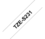 Genuine Brother TZe-S231 Labelling Tape Cassette – Black on White, 12mm wide