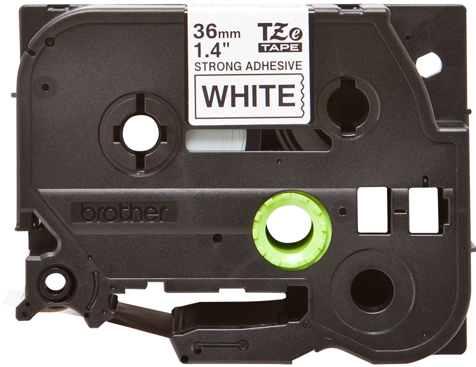 Alkuperäinen Brother TZeS261 -lujasti kiinnittyvä tarranauha – musta teksti/valkoinen pohja, 36 mm 2