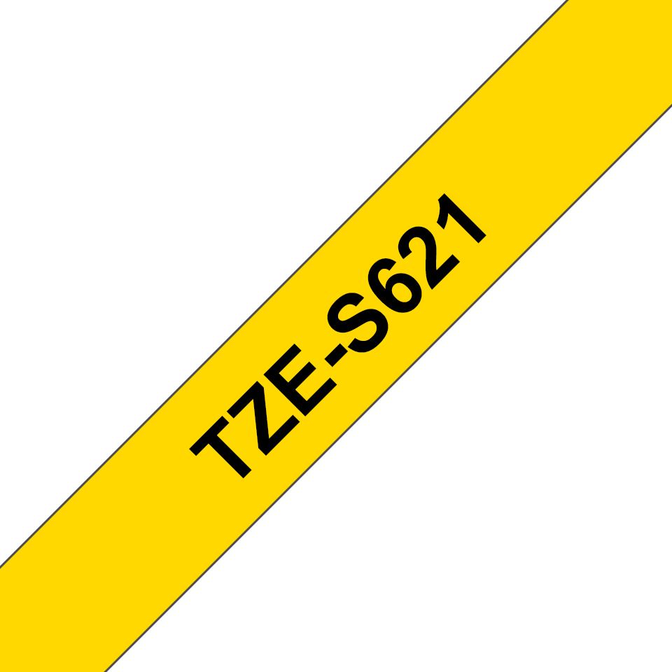Genuine Brother TZe-S621 Labelling Tape Cassette – Black on Yellow, 9mm wide