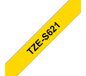 Genuine Brother TZe-S621 Labelling Tape Cassette – Black on Yellow Strong Adhesive, 9mm wide