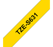 TZe-S631 - Cassette à ruban pour étiqueteuse Brother originale – Noir sur jaune, 12 mm de large