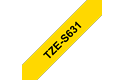 Brother TZeS631: оригинальная кассета с лентой с мощной клейкой поверхностью для печати наклеек черным на желтом фоне, ширина: 12 мм.