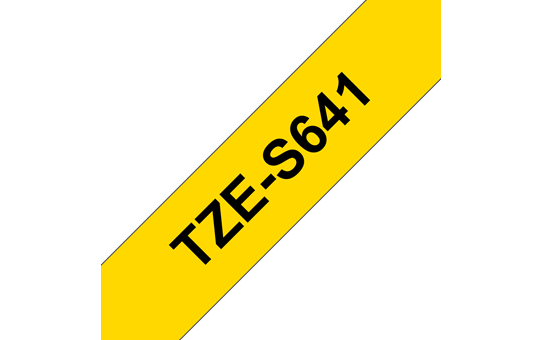 Genuine Brother TZe-S641 Labelling Tape Cassette – Black on Yellow Strong Adhesive, 18mm wide