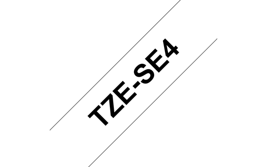 Alkuperäinen Brother TZeSE4 -turvatarra – musta teksti valkoisella pohjalla, 18 mm.