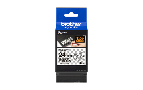 Casetă cu bandă de etichete originală Brother TZe-SE5 – negru pe alb, lățime de 24 mm 3