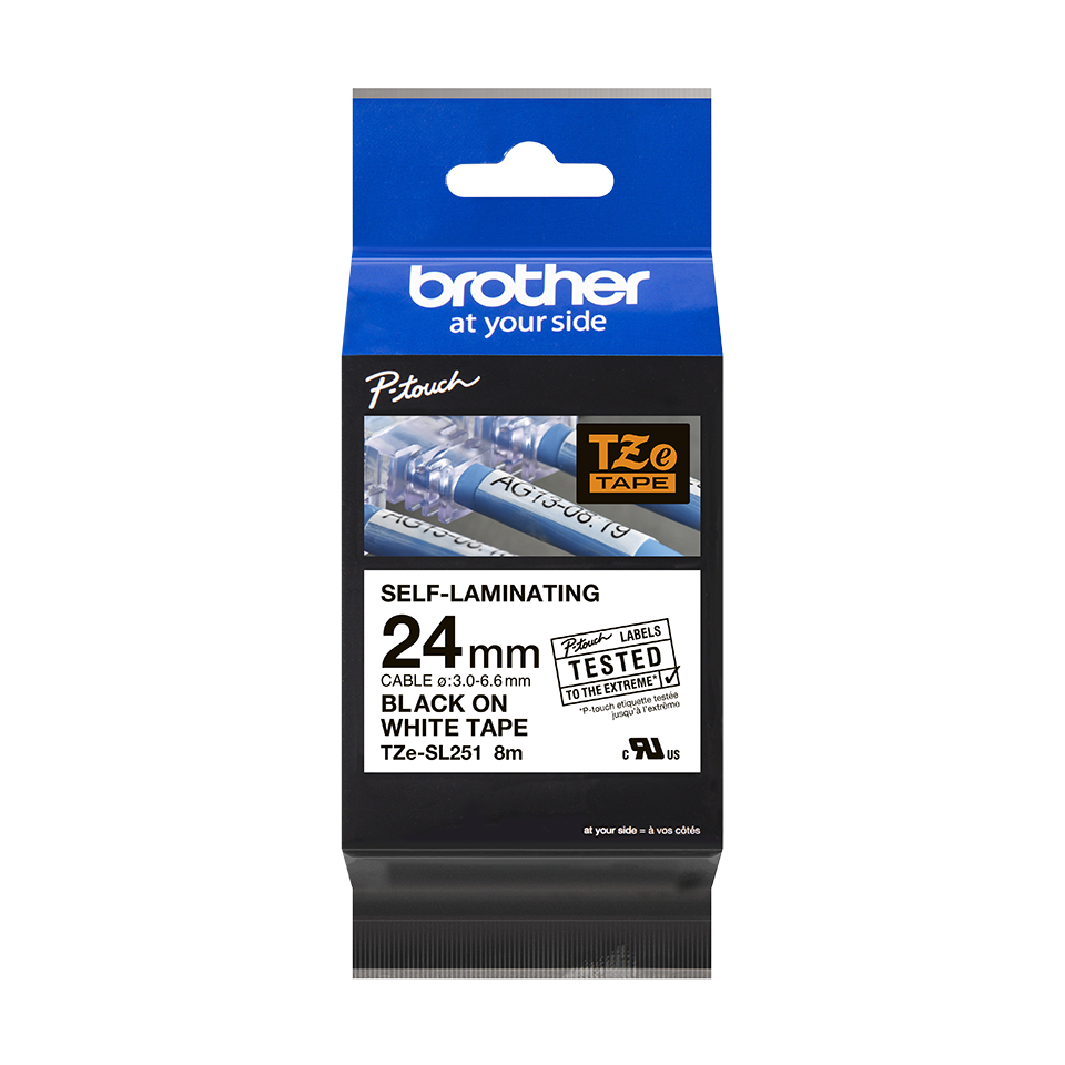 Genuine Brother TZe-SL251 Self-Laminating Labelling Tape Cassette – Black on White, 24mm wide 3