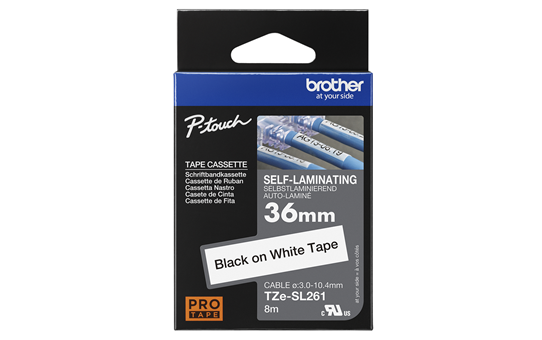Eredeti Brother TZe-SL261 önlamináló, kábeljelölő szalag – Fehér alapon fekete, 36mm széles 3