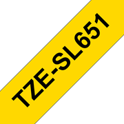 Oryginalna taśma samolaminująca TZe-SL651 firmy Brother – czarny nadruk na żółtym tle, 24 mm szerokości