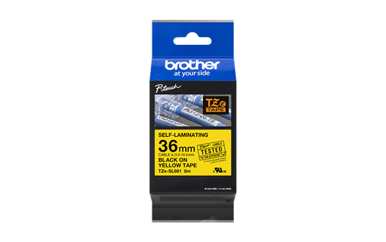 Brother original TZeSL661 selvlaminerende merketape - sort på gul, 36 mm bred 3