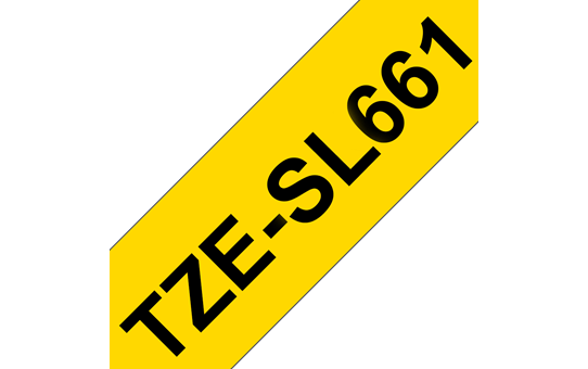 Oryginalna taśma samolaminująca TZe-SL661 firmy Brother – czarny nadruk na żółtym tle, 36 mm szerokości