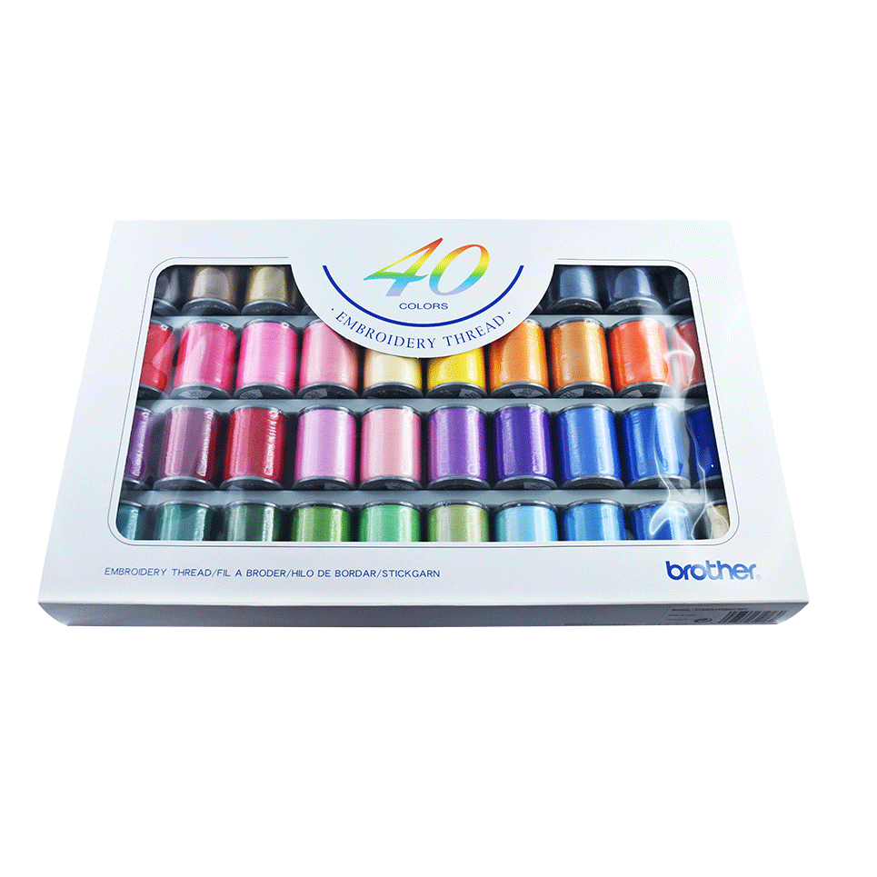 40 mixed embroidery threads for use on all Brother embroidery machines