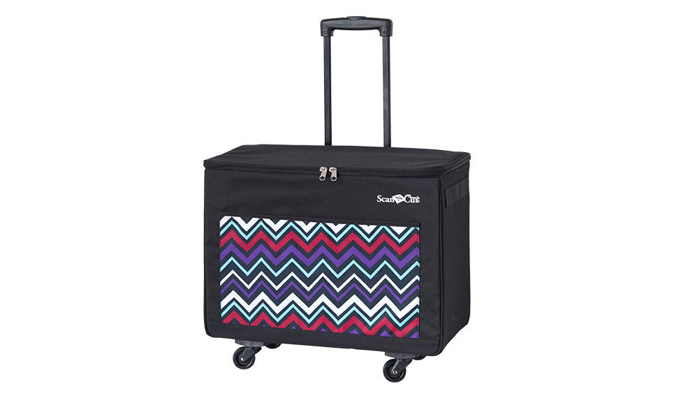 Black trolley for ScanNCut with colourful zigzag pattern on front