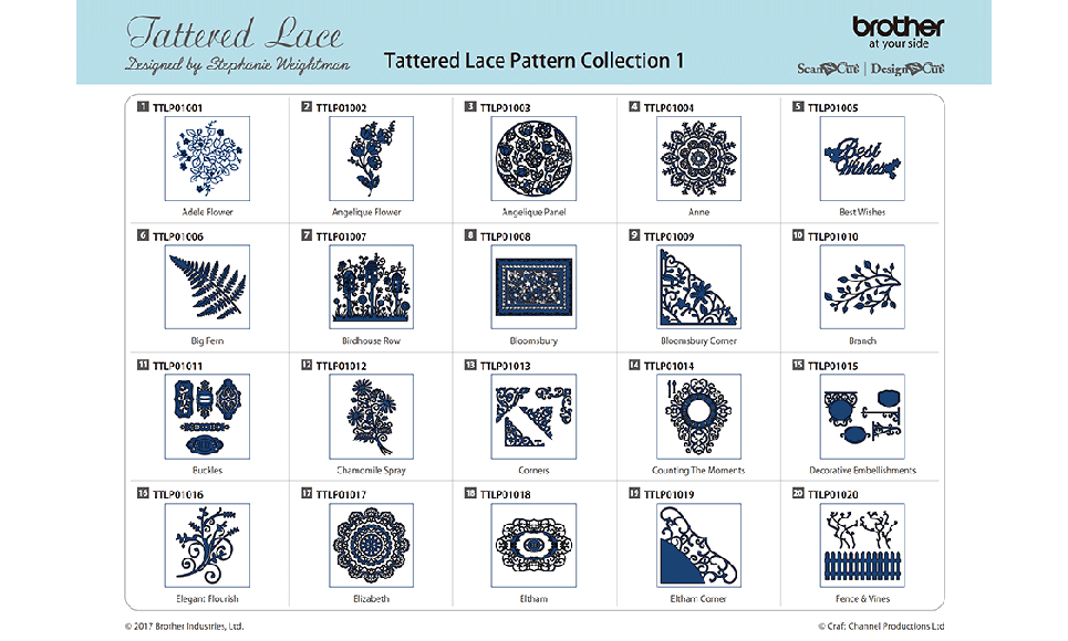 Collection n° 1 de motifs dentelle Tattered Lace ScanNCut CATTLP01 2