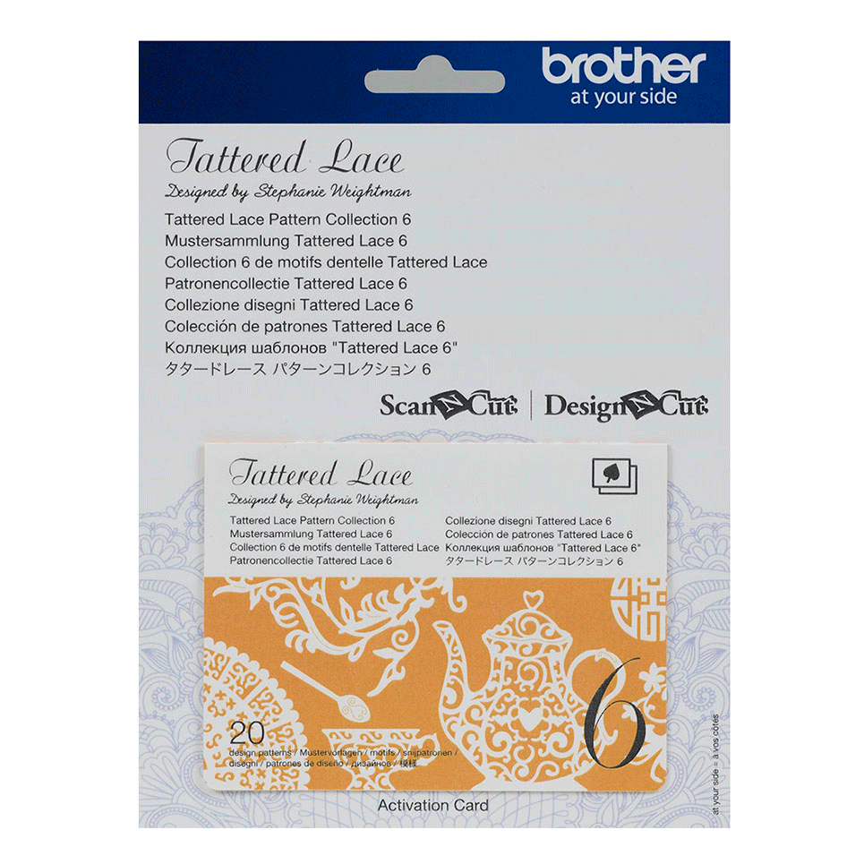 Oranje activeringskaart Tattered lace met kantpatronen met theekransje