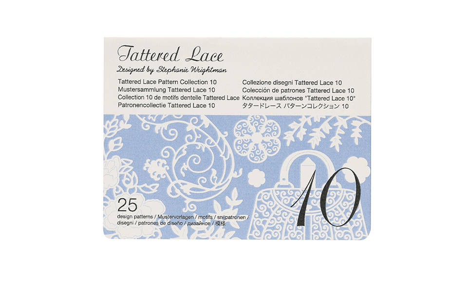 Carte Collection 10 de motifs dentelle Tattered Lace sur fond blanc