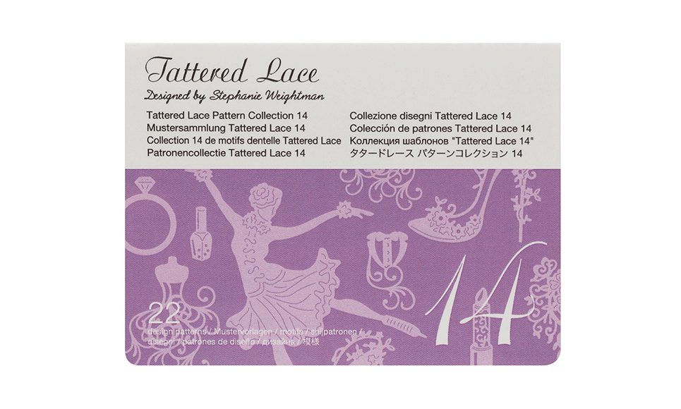 Carte Collection 14 de motifs dentelle Tattered Lace sur fond blanc