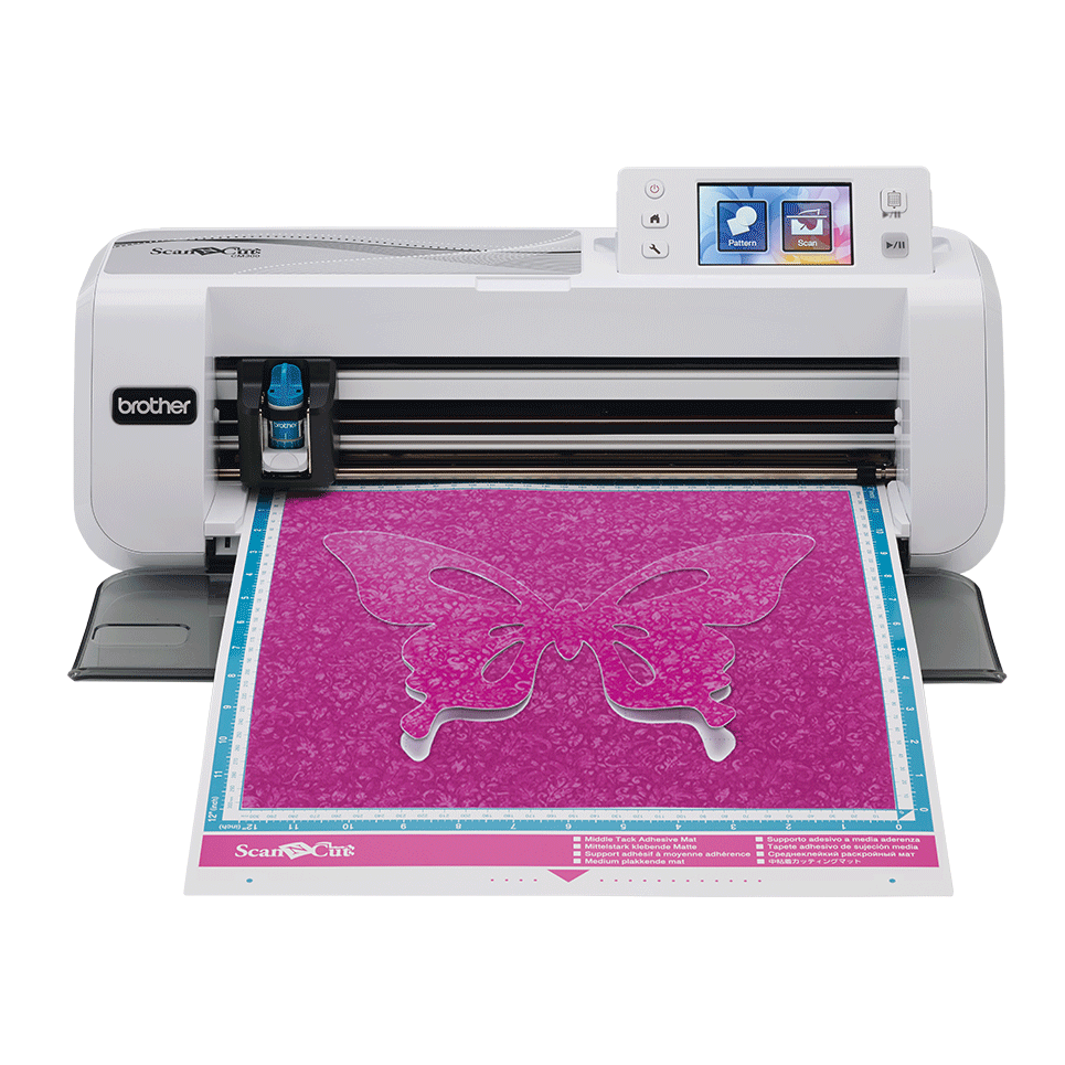 ScanNCut CM300 cutting machine with purple butterfly on mat
