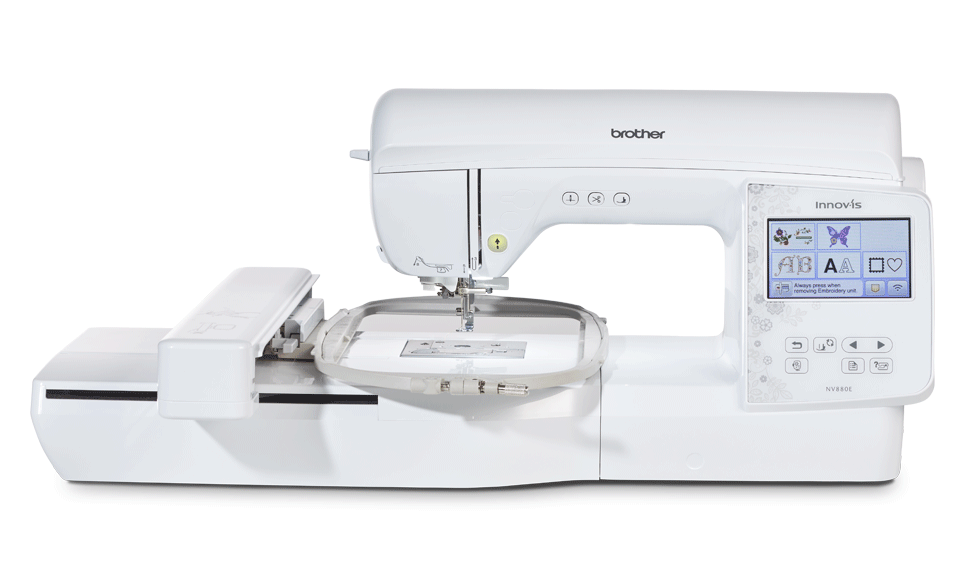 Front view of Brother  NV880E embroidery machine on white background