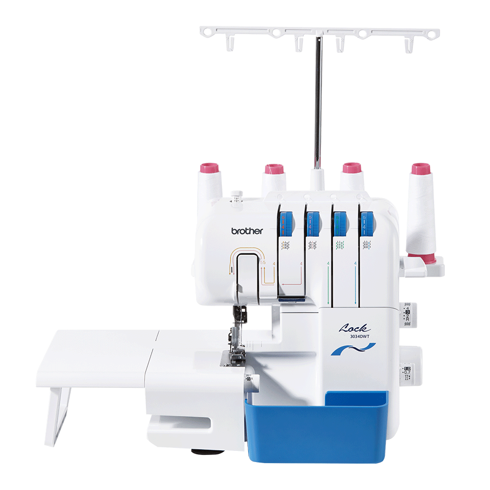 Brother 3034DWT overlockmachine met een brede tafel eraan